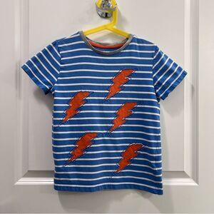 Mini Boden Boys Appliqué T-shirt Cabana Blue/lvory Lightening Size 9-10 years